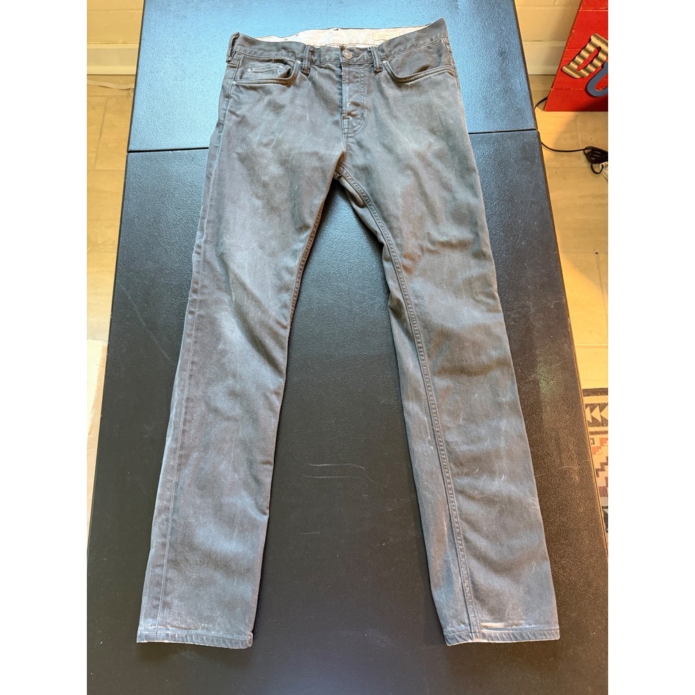 AllSaints Cigarette Skinny Jeans Mens 32 Charcoal Grey Button Fly Denim Pants